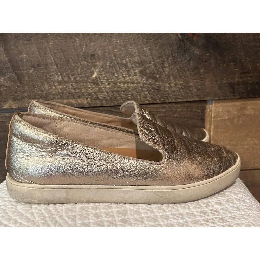 Birdies The Swift Metallic Gold Leather Slip On Sneakers‎ Tennis Shoes Womens 9